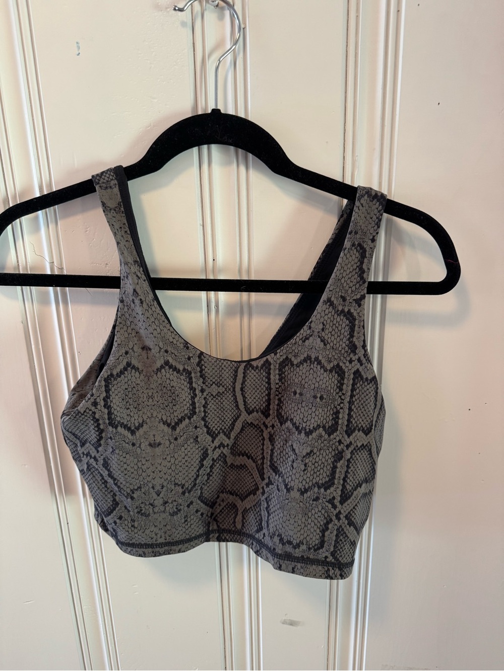 Varley Gray Snake-Print Sports Bra